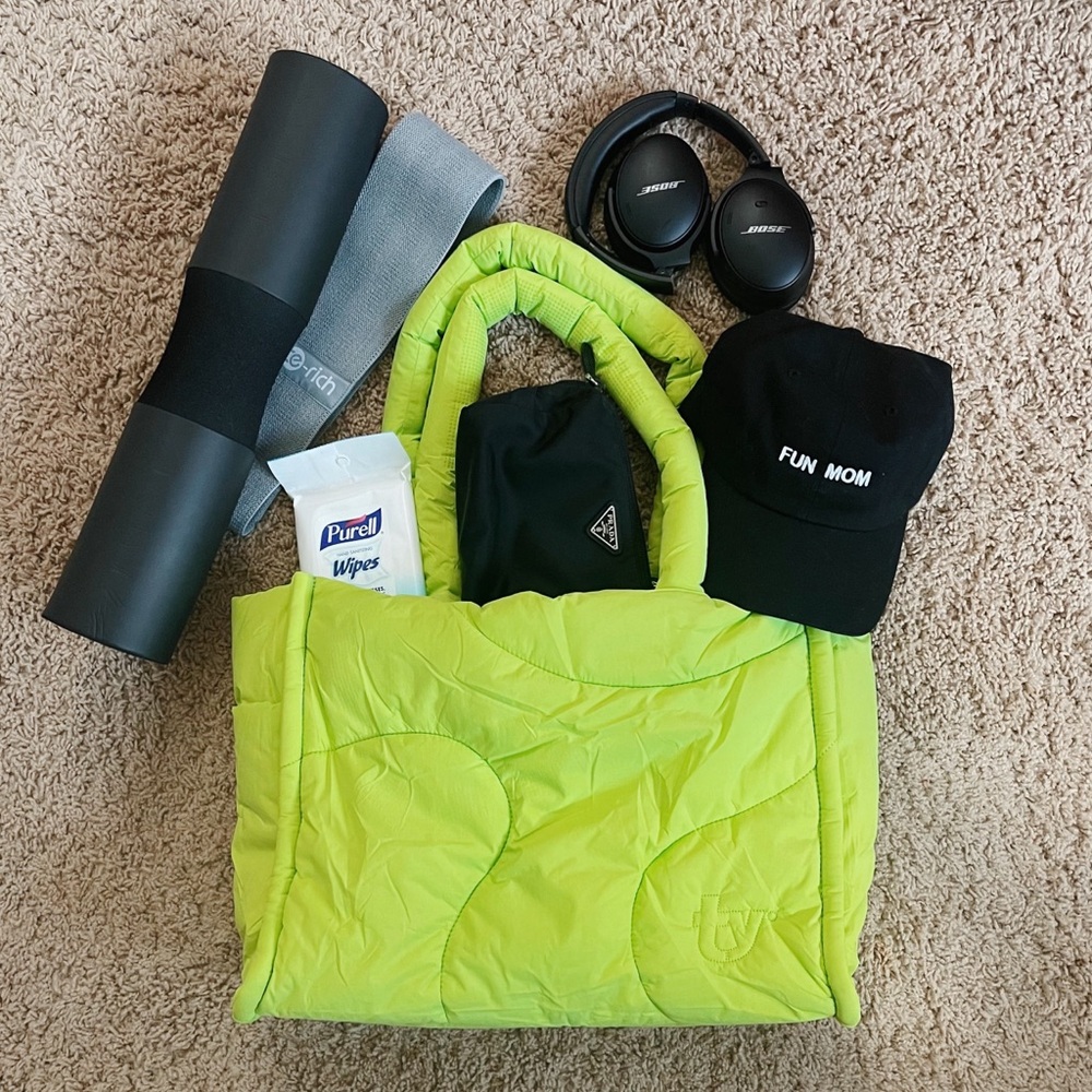 Thirty Years Drift tote in neon green